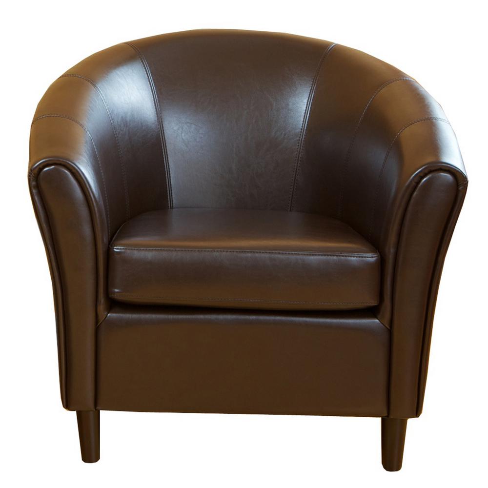 Noble House Napoli Chocolate Brown Bonded Leather Club Chair-213811 ...