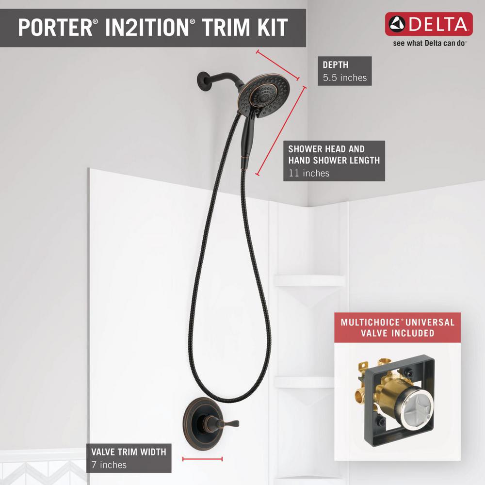 Delta Porter In2ition 2in1 SingleHandle 5Spray Shower Faucet in Oil