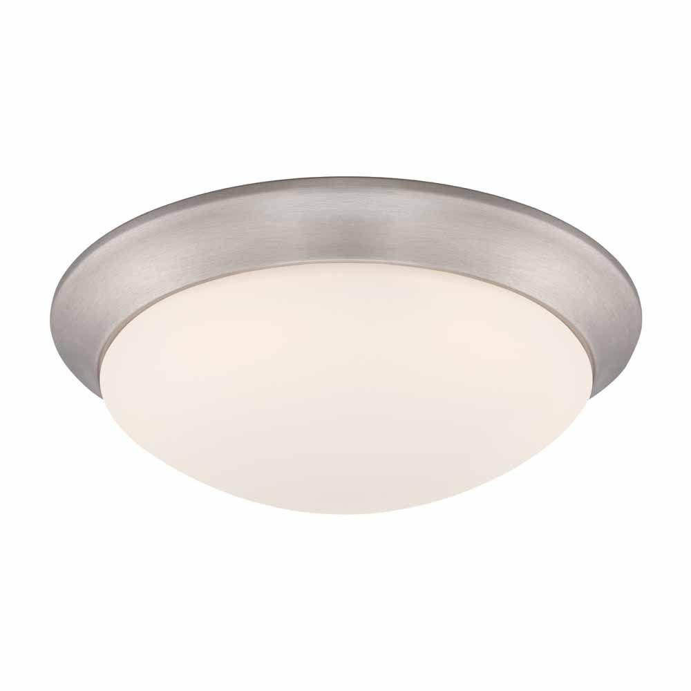 Commercial Electric 11 In 120 Watt Equivalent Brushed Nickel 120 Watt Equivalent Brushed Nickel Integrated Led Flushmount With Frosted
