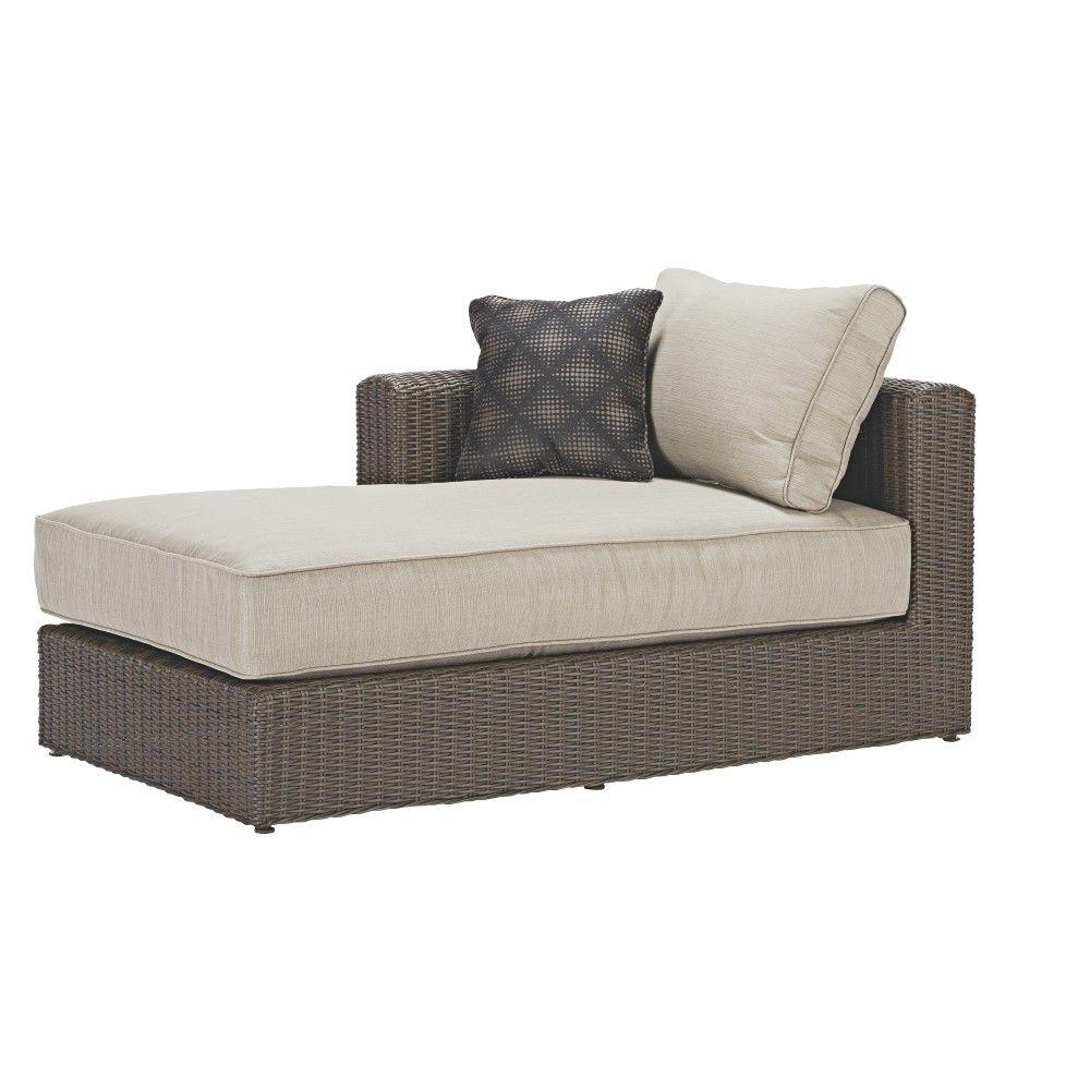 2 3 Person Gray Patio Conversation Sets Outdoor Lounge Naples All Weather Dark Wicker Patio Right Arm Sectional Chaise With Putty