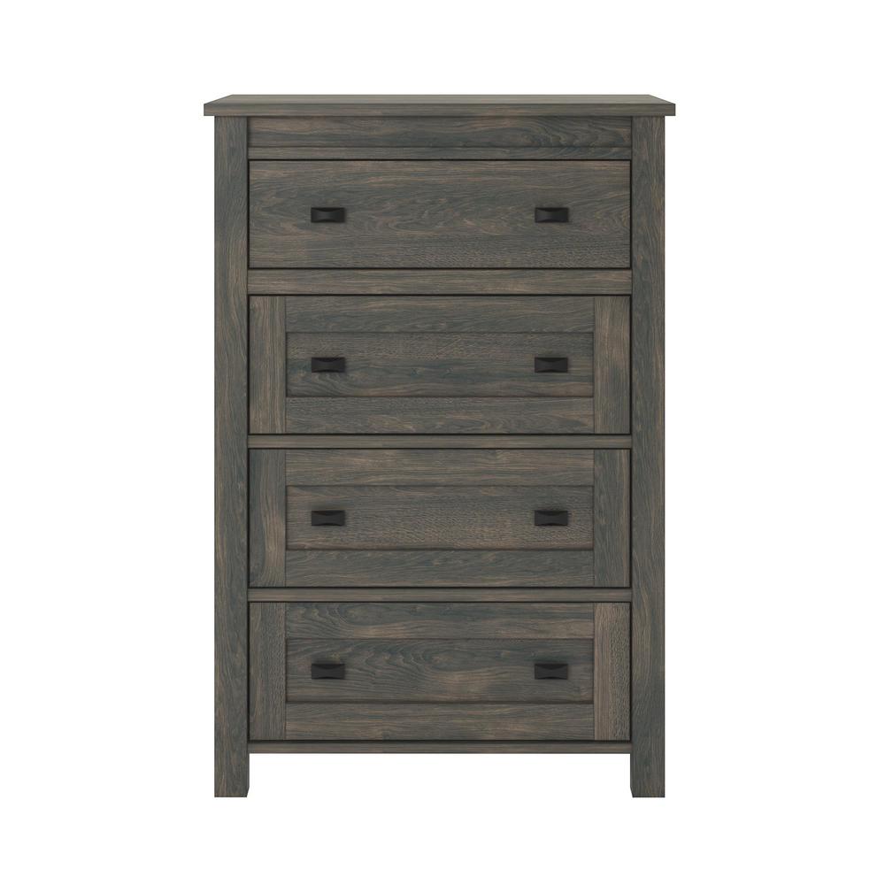 4 Dressers Chests Bedroom Furniture The Home Depot Brownwood 4 Drawer Weathered Oak Dresser