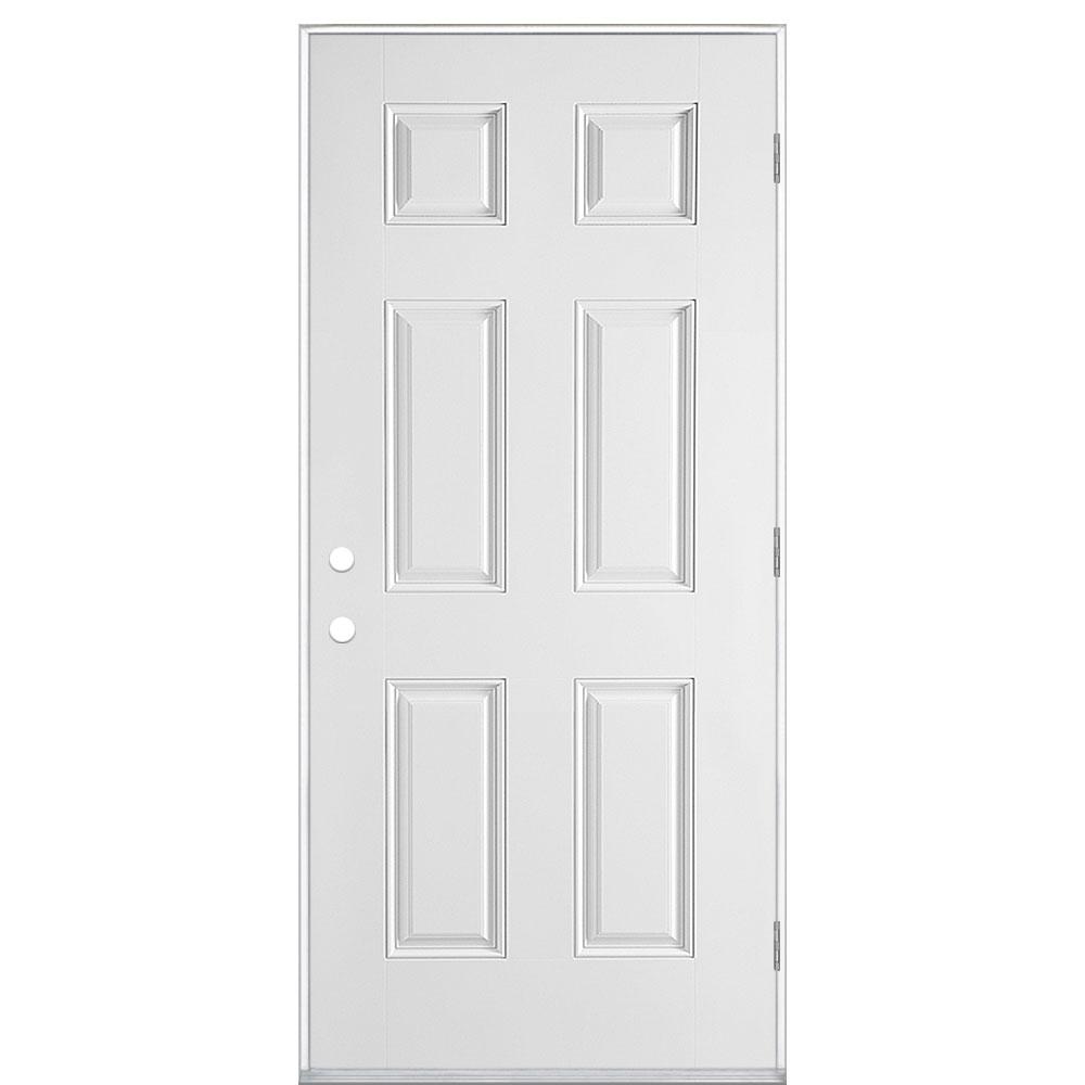 Masonite 32 in. x 80 in. 6 Panel Left Hand Outswing Primed Smooth