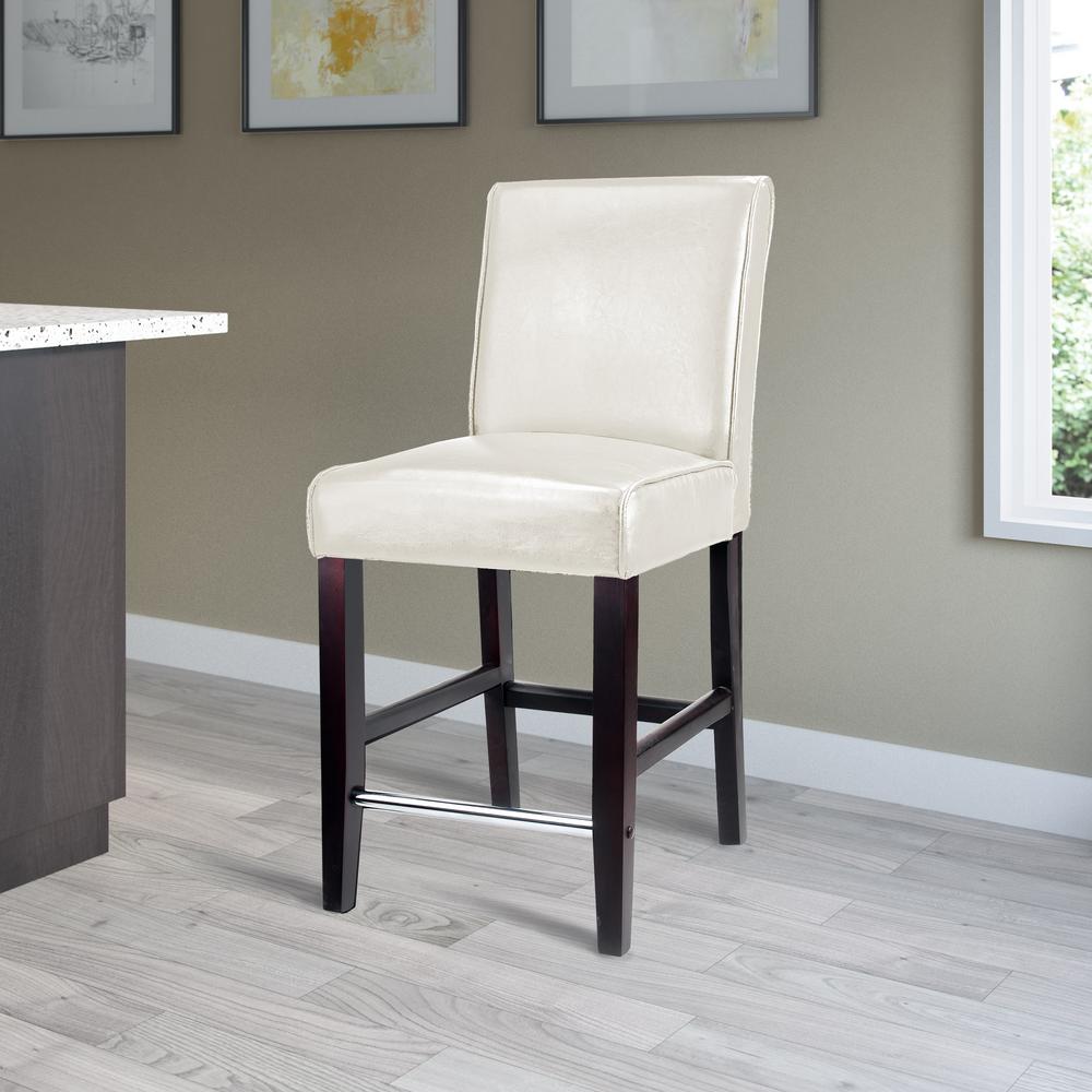 CorLiving Antonio 25 in. White Bonded Leather Bar Stool-DAD-514-B - The