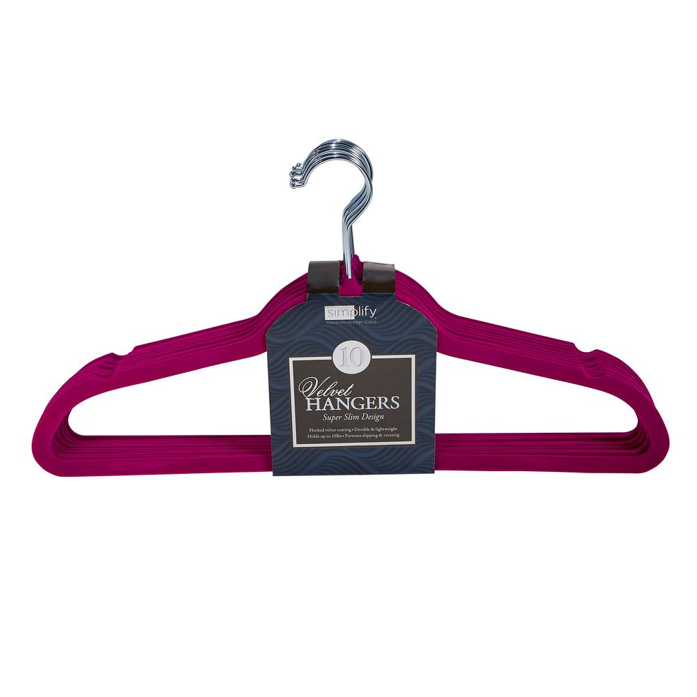Simplify Fuchsia Super Slim Velvet Huggable Hangers (10-Pack)-3246 ...