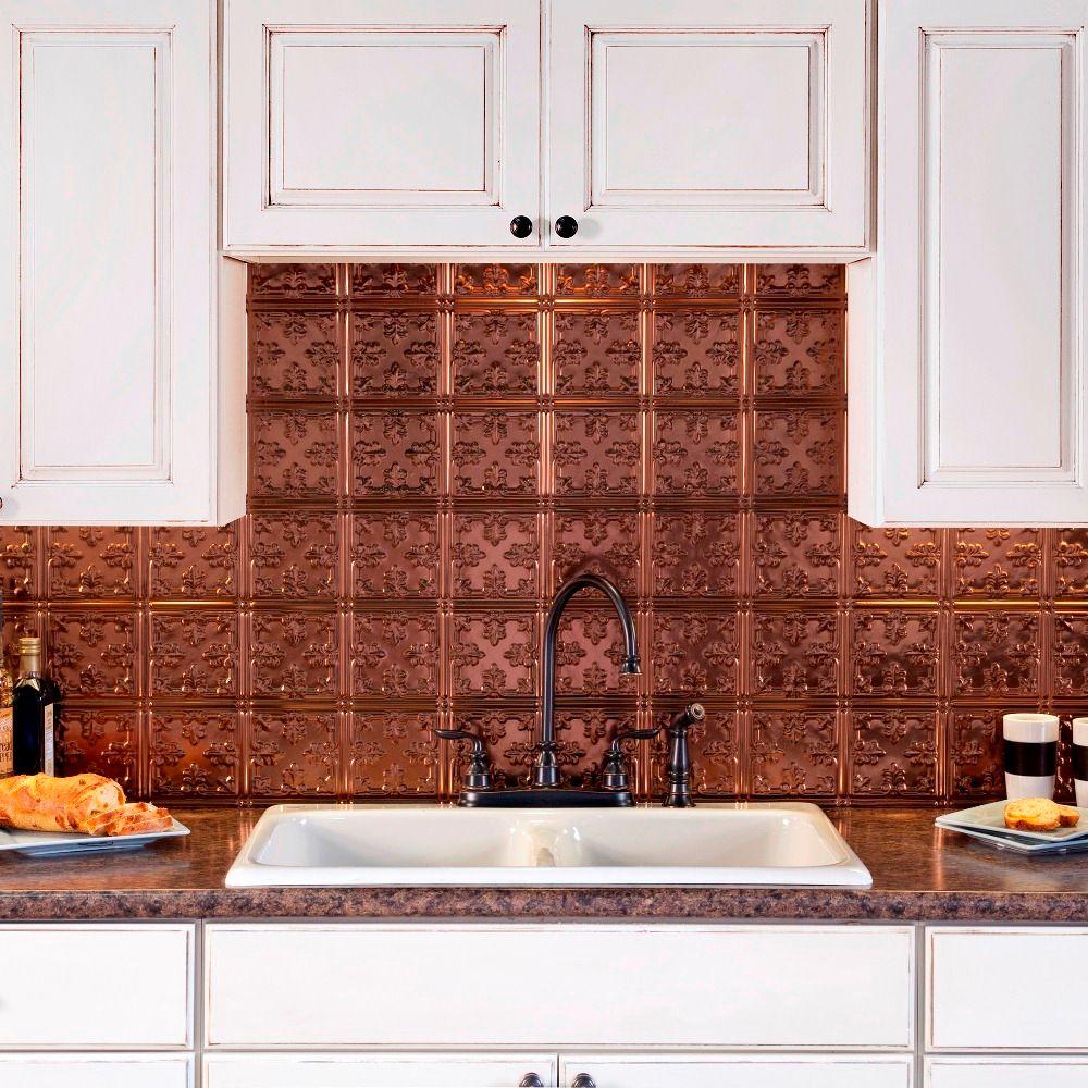 Fasade 24 in. x 18 in. Traditional 10 PVC Decorative Backsplash Panel in Oil Rubbed BronzeB57 