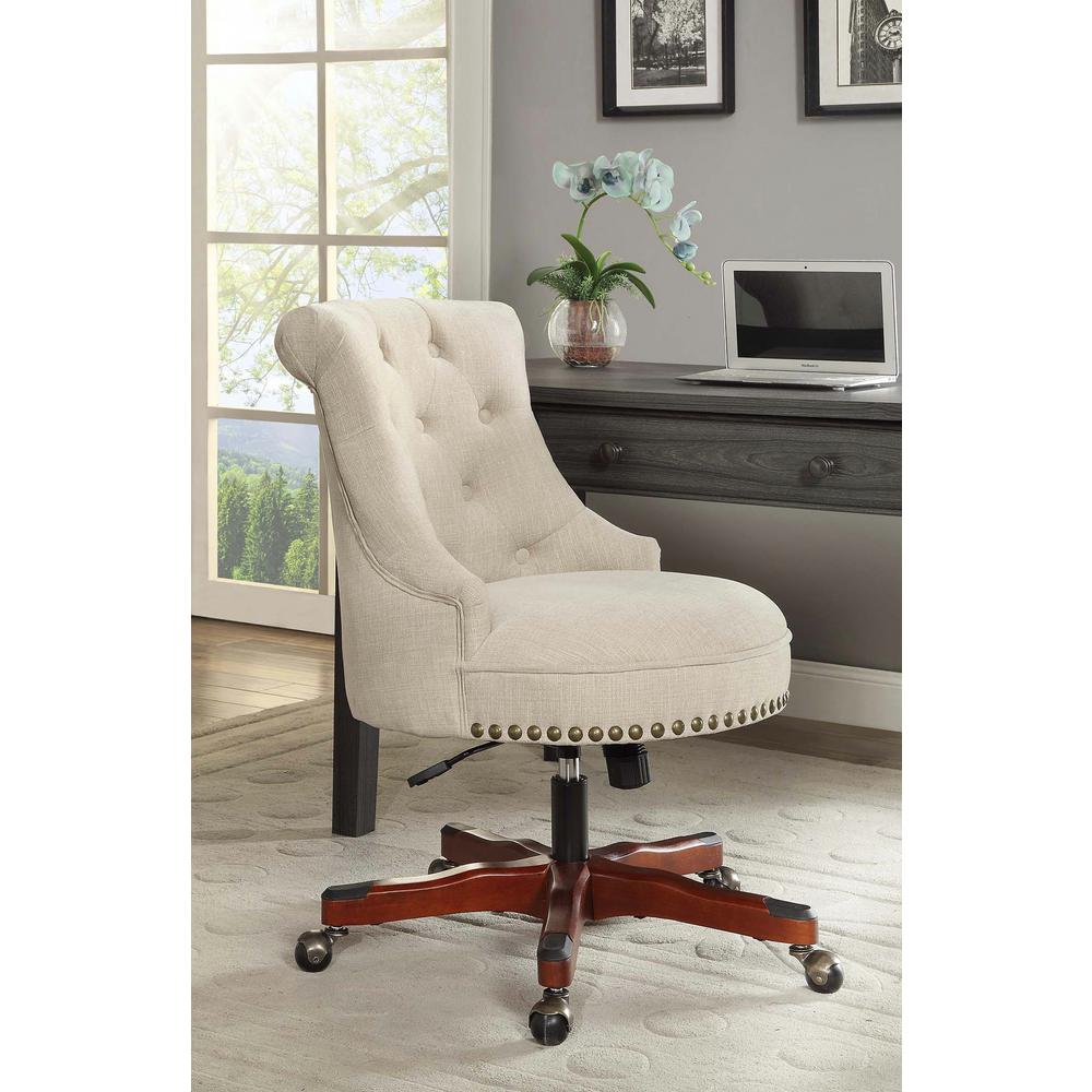 Linon Home Decor Sinclair Natural Polyester Office Chair Linon Home Decor Sinclair Natural Polyester Office Chair 178403nat01u The Depot
