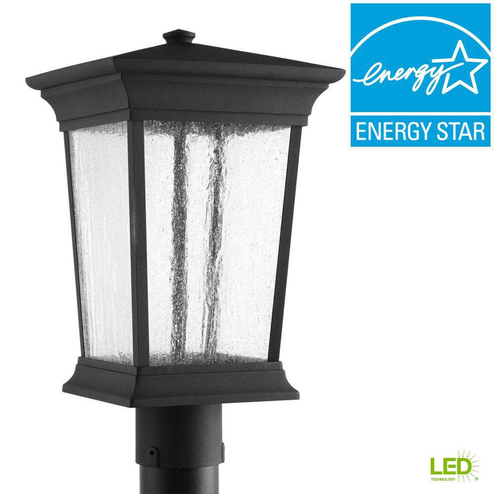 Post Light Lighting Outdoor The Home Depot Arrive Collection 1 Light Black Led Outdoor Post Lantern