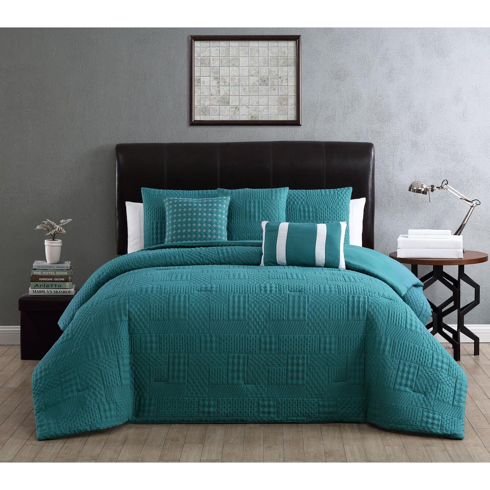 Addison House Yardley 8Piece Embossed Teal Twin Comforter Set with