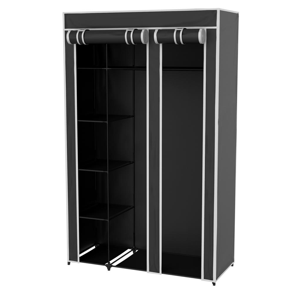 Lavish Home 43 in. x 68.5 in. x 15.5 in. Black Portable Wardrobe Closet