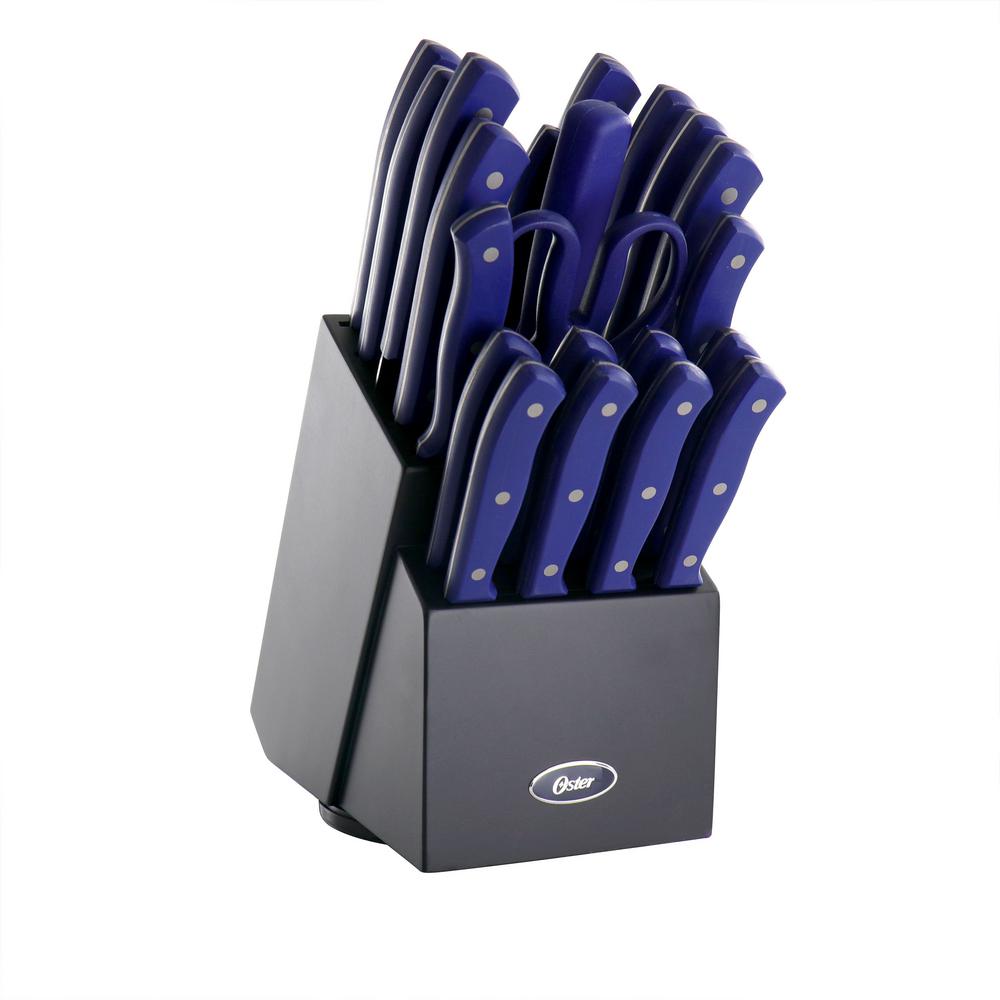 Oster Evansville 22Piece Stainless Steel Knife Set in Yale Blue with