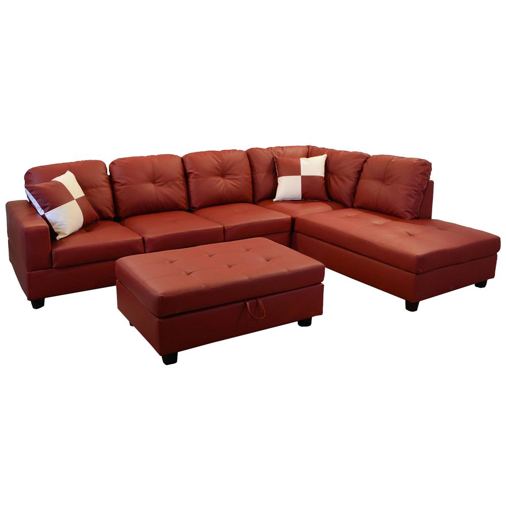 Star Home Living Red Faux Leather 3 Seater Left Facing Chaise Sectional Sofa With Ottoman Sh094a The Depot - Red Sectional Sofa With Ottoman Star Home Living Red Faux Leather 3 Seater Left Facing Chaise Sectional Sofa With Ottoman Sh094a The Depot - Red Sectional Sofa With Ottoman