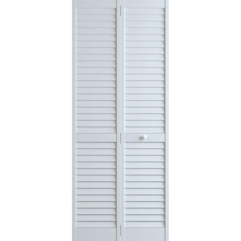 Veranda 36 In. X 80 In. Louver Pine White Plantation Interior Closet Bi ...