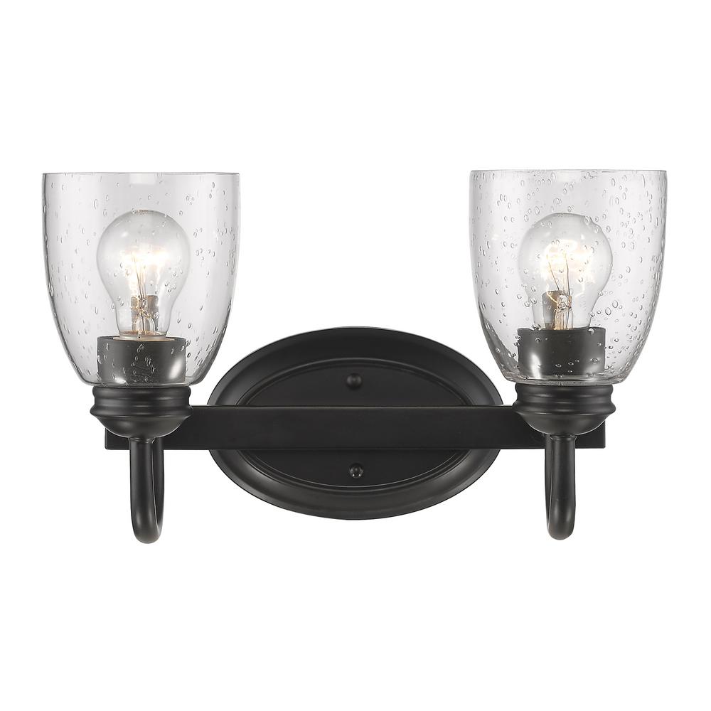 Golden Lighting Parrish 2 Light Black Bath 8001 Ba2 Blk Sd Parrish 2 Light Black Bath