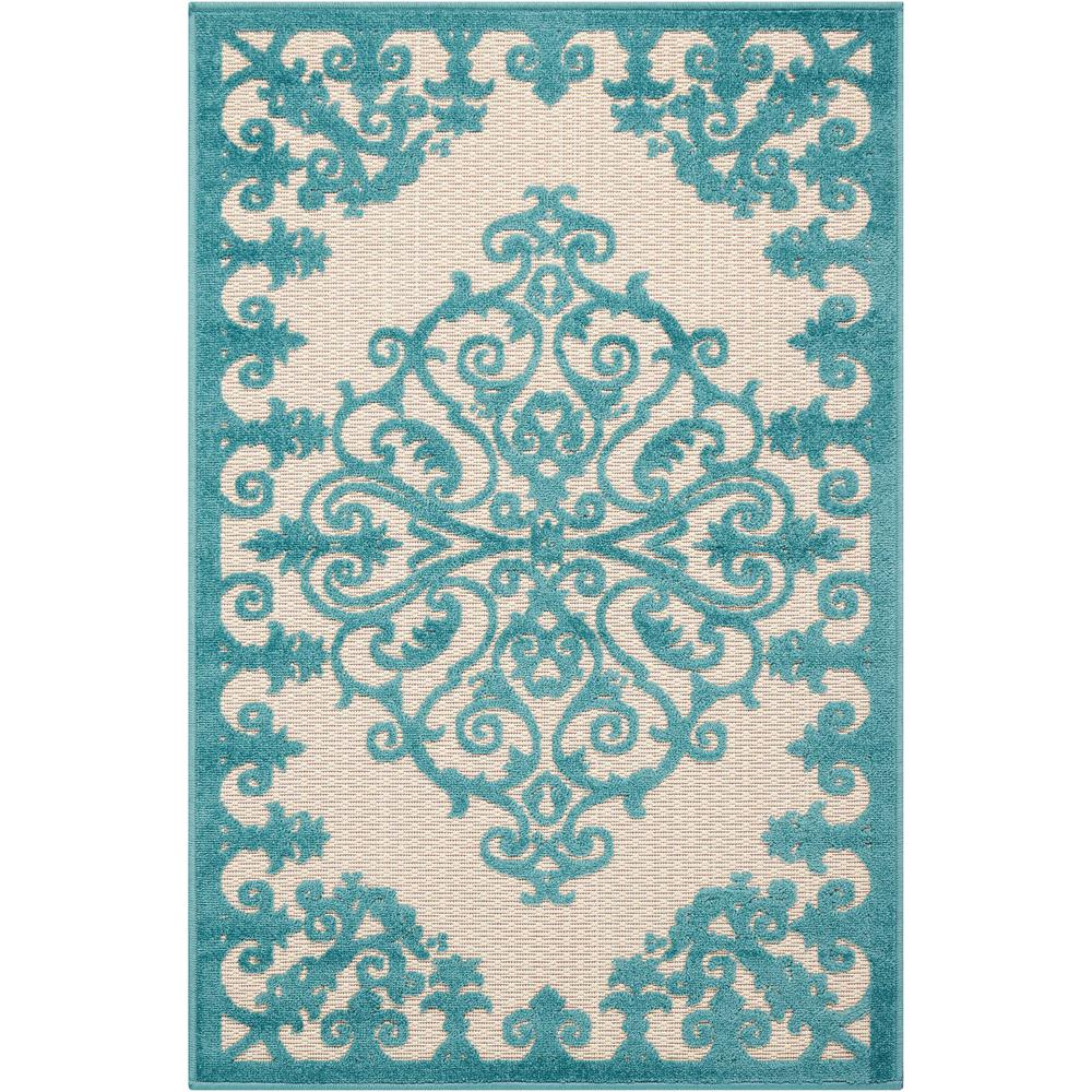 Nourison Aloha Aqua 3 ft. x 4 ft. Indoor/Outdoor Area Rug299093 The