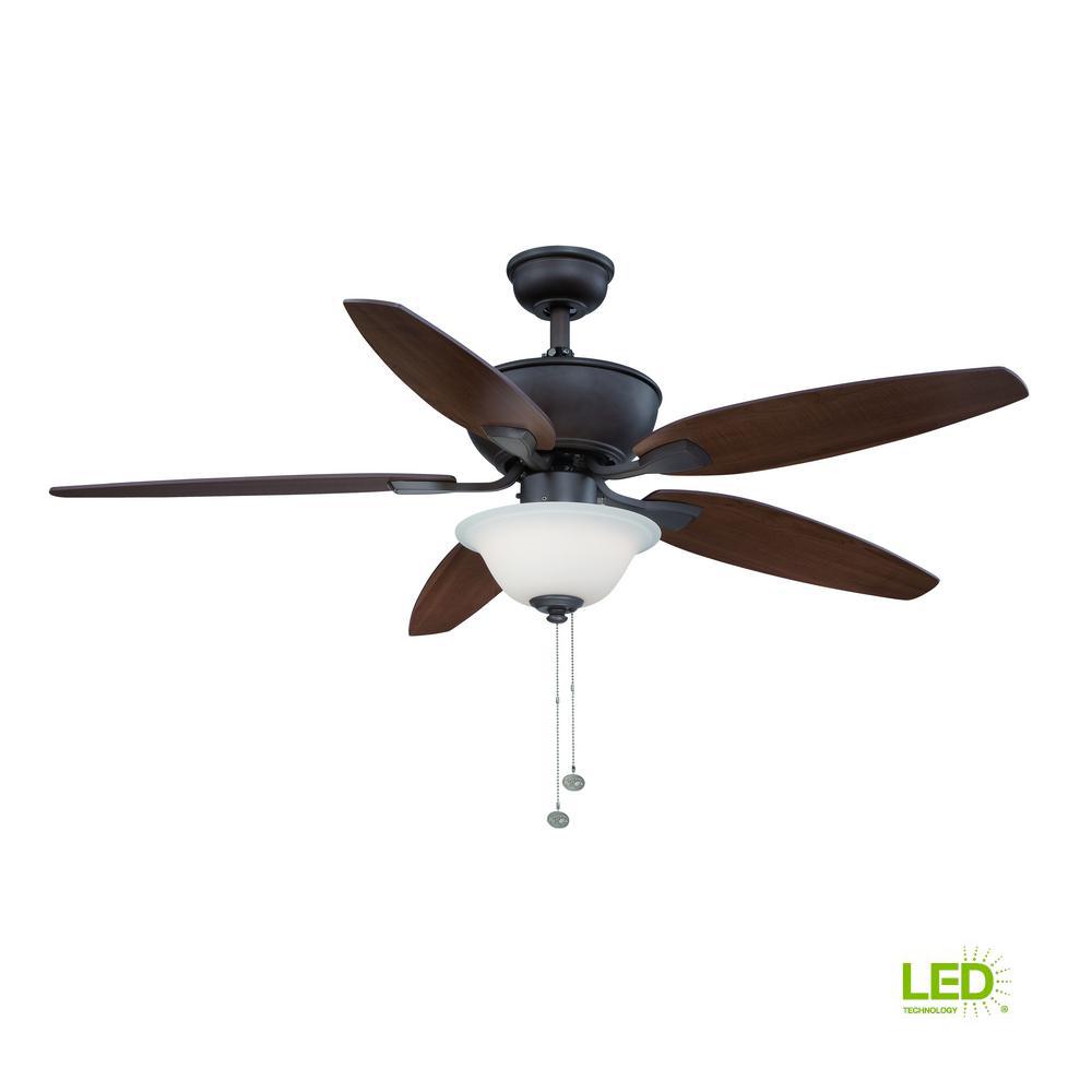 Hampton Bay Carrolton Ii 52 In Integrated Led Indoor Oil Rubbed Integrated Led Indoor Oil Rubbed Bronze Ceiling Fan With