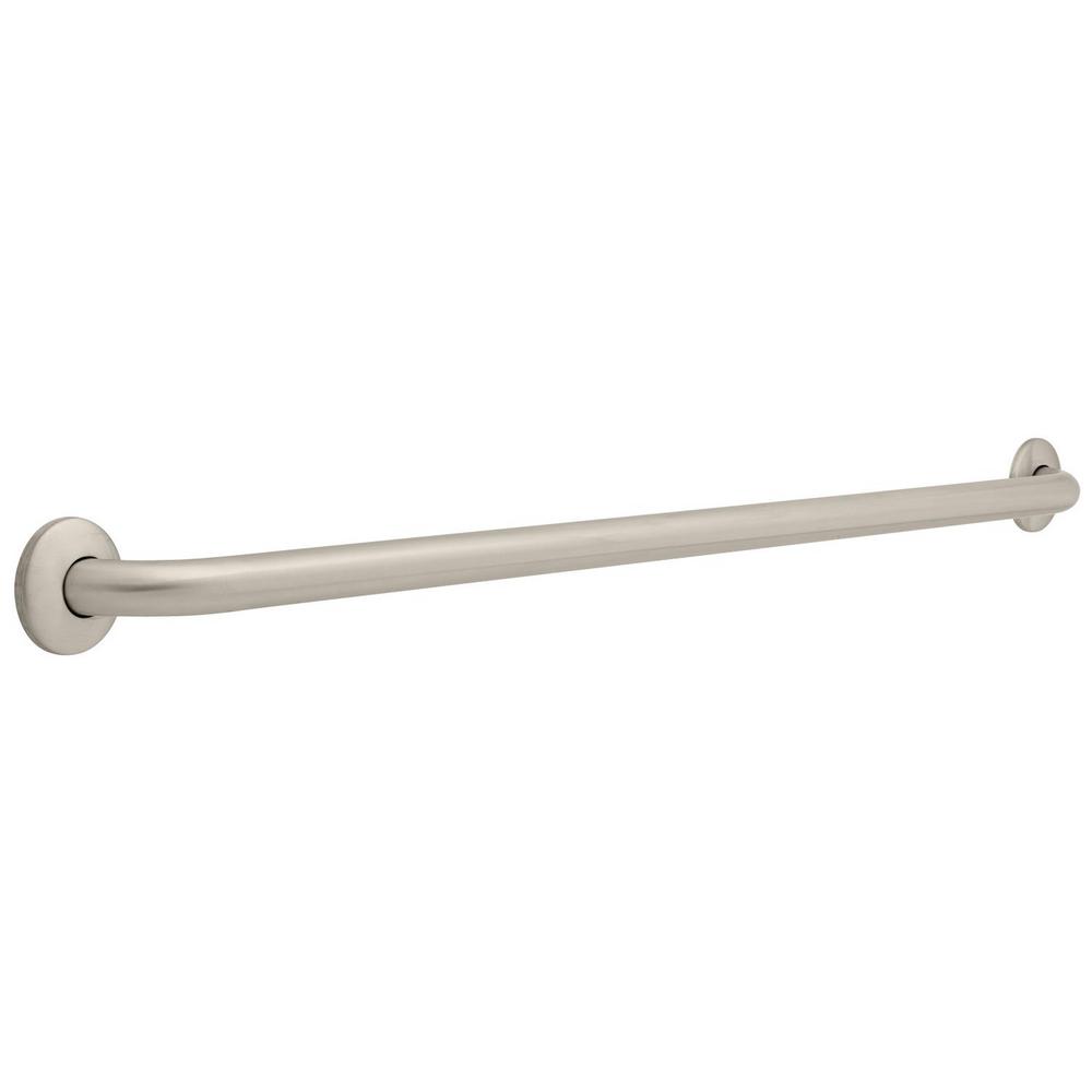 Straight Safety Bar CSI Bathware BAR-SB12-TW-125-PN Stainless Steel 12-Inch Grab Bar Peened Grip Finish Concealed Flanges