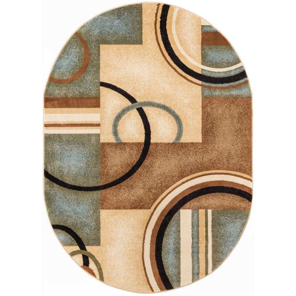 Well Woven Barclay Arcs And Shapes Light Blue 7 Ft X 10 Oval Area Rug