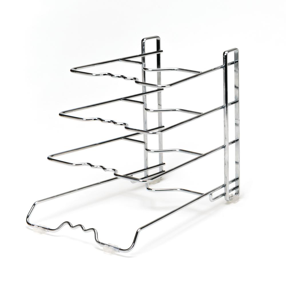 Seville Classics 4 Tier Chrome Pan Organizer Rack 2 Pack