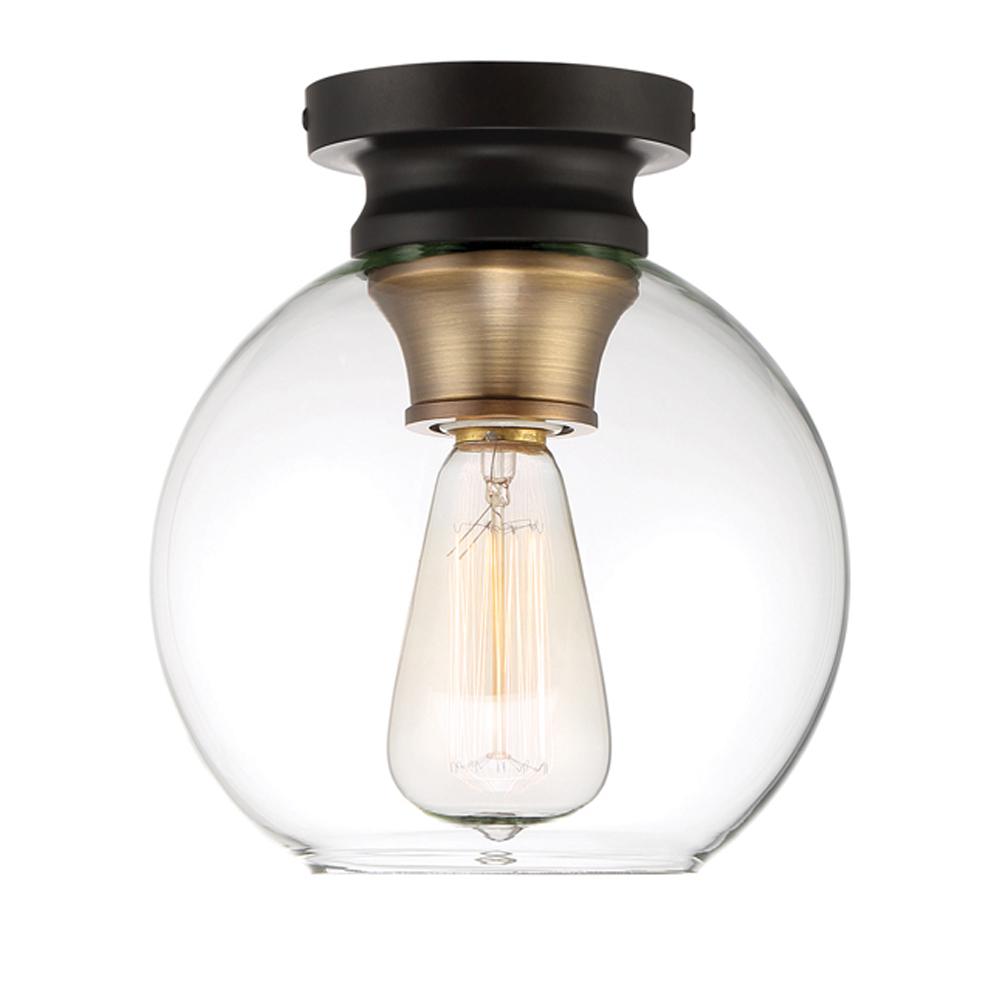 Home Decorators Collection 1-Light Artisan Bronze Flush Mount with Clear Glass