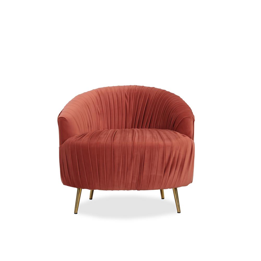 Handy Living Juliette Contemporary Ruched Barrel Chair In Orange Handy Living Juliette Contemporary Ruched Barrel Chair In Orange Velvet