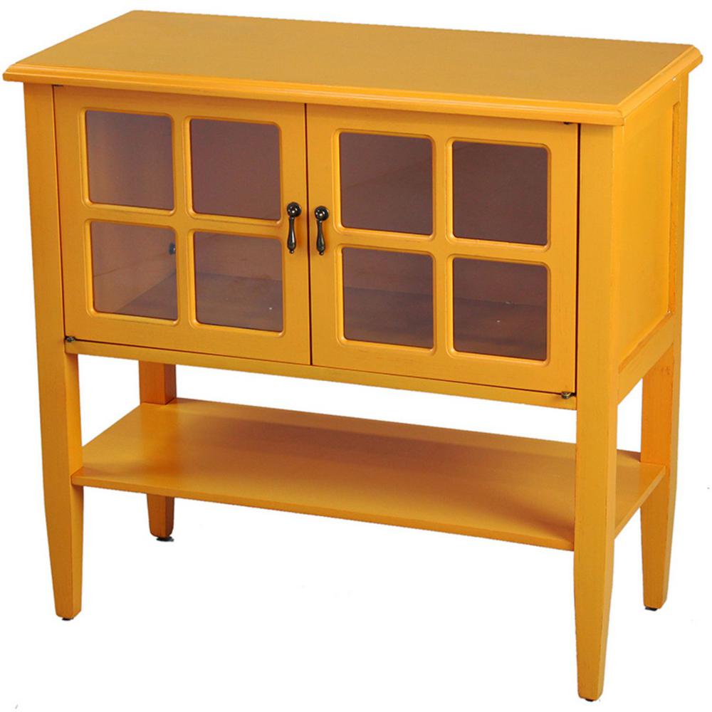 Unbranded Shelly Orange Wood Cabinet with a Drawer and ...