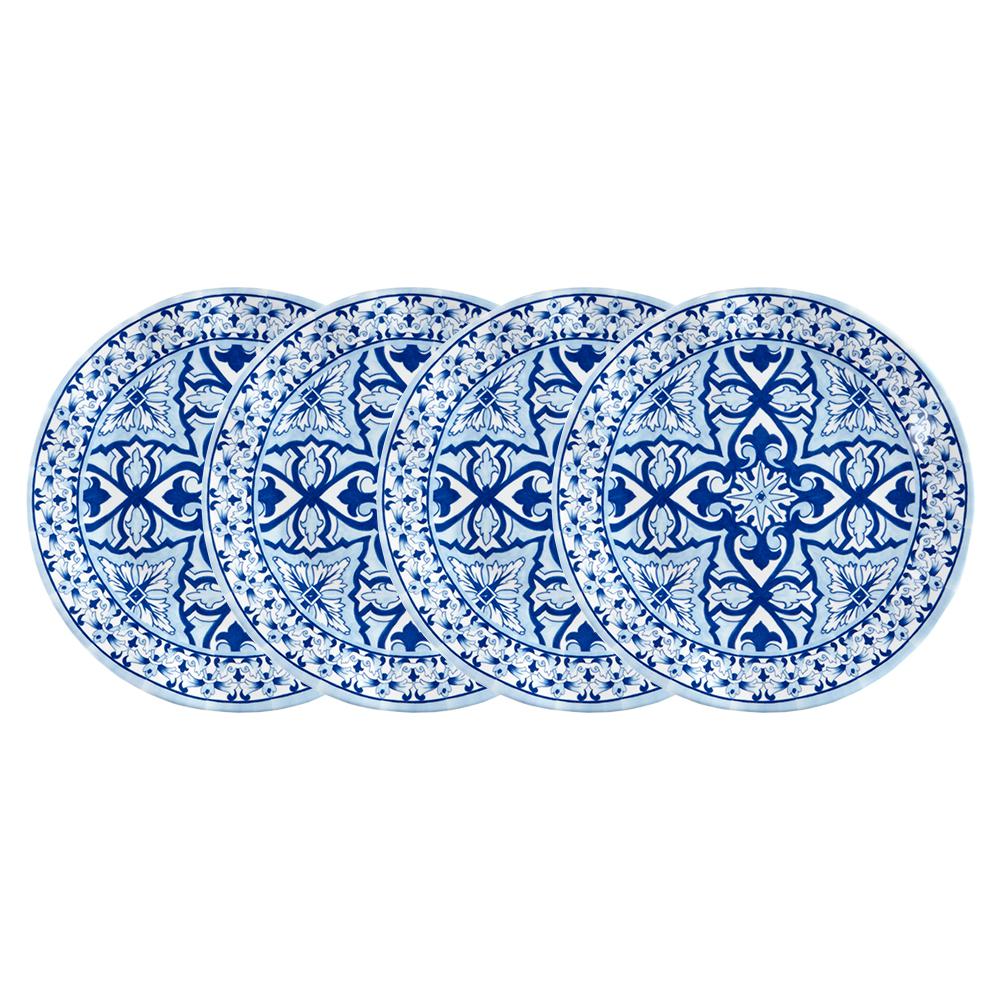 Q Squared Talavera 4Piece Blue Melamine Salad Plate Set10083806