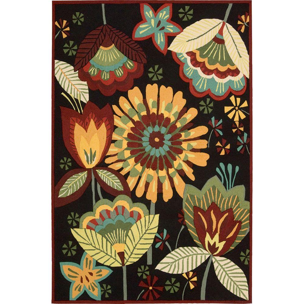 Nourison Folk Flowers Black 4 Ft X 6 Area Rug 032744 The Home Nourison Folk Flowers Black 4 Ft X 6 Area Rug