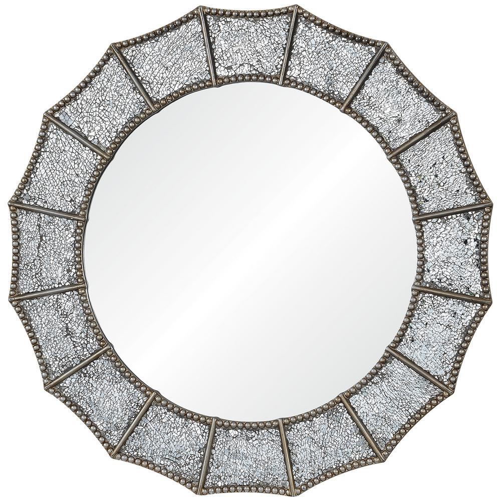 Home Decorators Collection Medium Round Silver Antiqued Glam Mirror (32 in. Diameter)