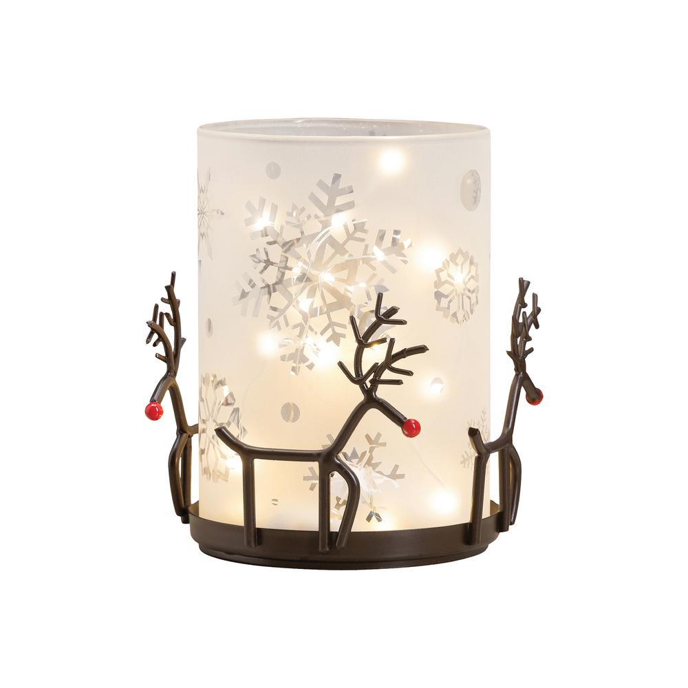 An Lighting Reindeer Luminaria 6 In Rustic Iron And Frosted An Lighting Reindeer Luminaria 6 In Rustic Iron And Frosted White Gl Candle Holder