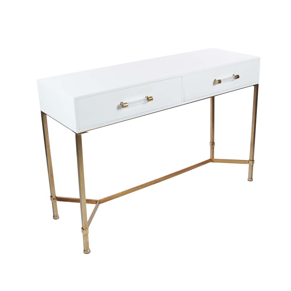 LITTON LANE Modern 47 in. White/Gold Standard Rectangle Wood 