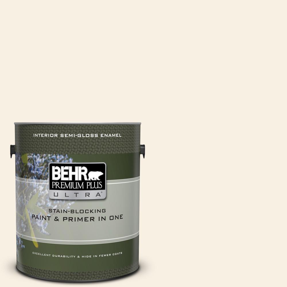 Behr Premium Plus Ultra 1 Gal W D 710 Creamy White Semi Gloss W D 710 Creamy White Semi Gloss Enamel Interior Paint And Primer In One