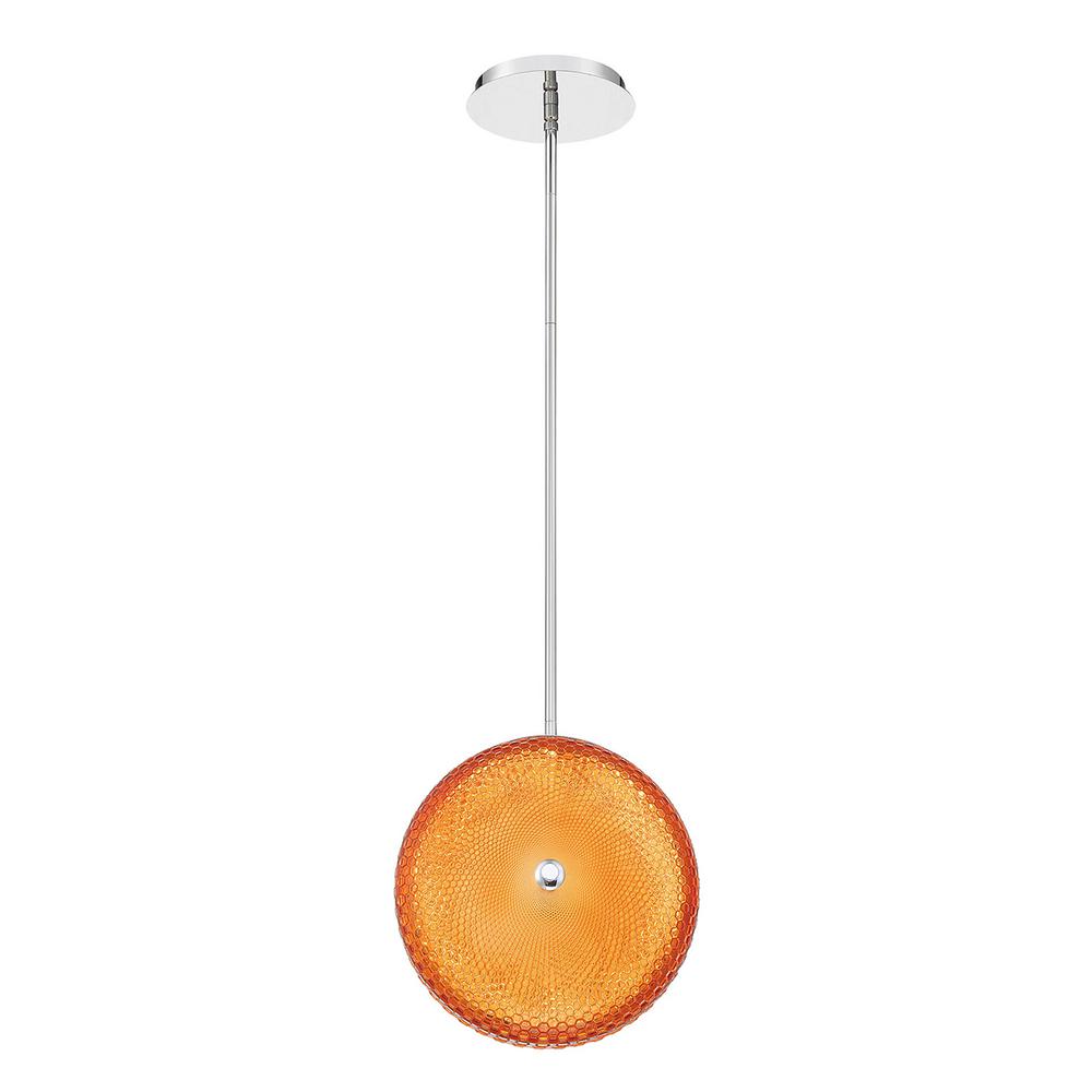 Eurofase Caledonia 13 Watt Standard Led Pendant Chrome With Round Honeycomb Orange Glass Shade 35914 051 The Home Depot - Orange Glass Pendant Shade Eurofase Caledonia 13 Watt Standard Led Pendant Chrome With Round Honeycomb Orange Glass Shade 35914 051 The Home Depot - Orange Glass Pendant Shade