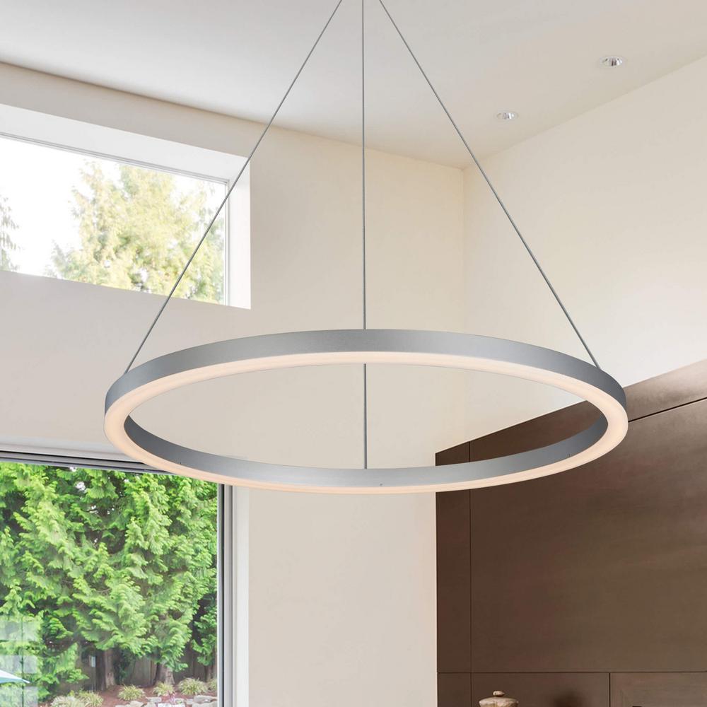 Vonn Lighting Pendant Lights The Home Depot Tania Collection 36 Watt Silver Integrated Led Adjule Hanging Modern Circular Chandelier 24 In