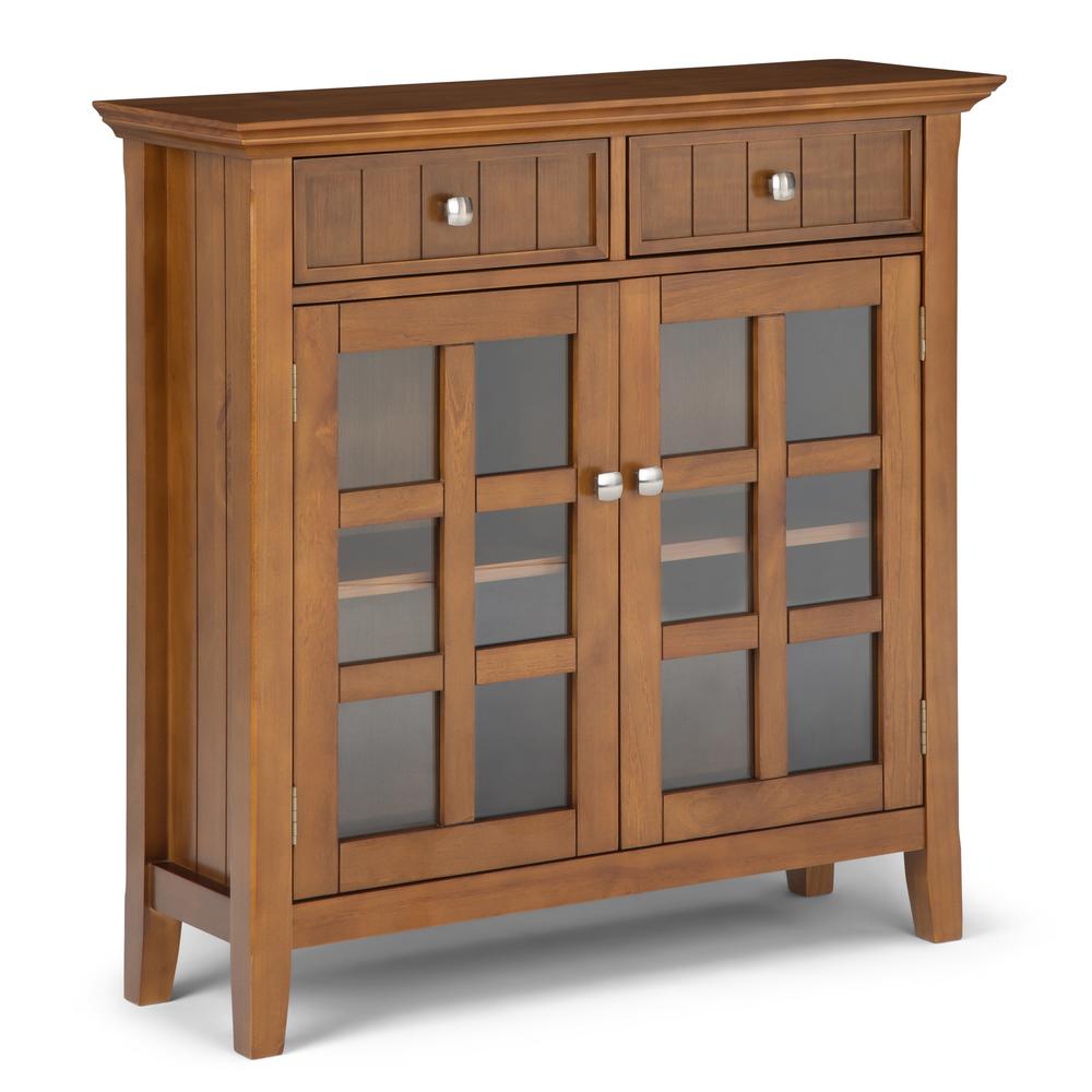 Simpli Home 36 In Acadian Honey Brown Solid Wood Wide Entryway Storage Cabinet Axwell3 13hb The Home Depot