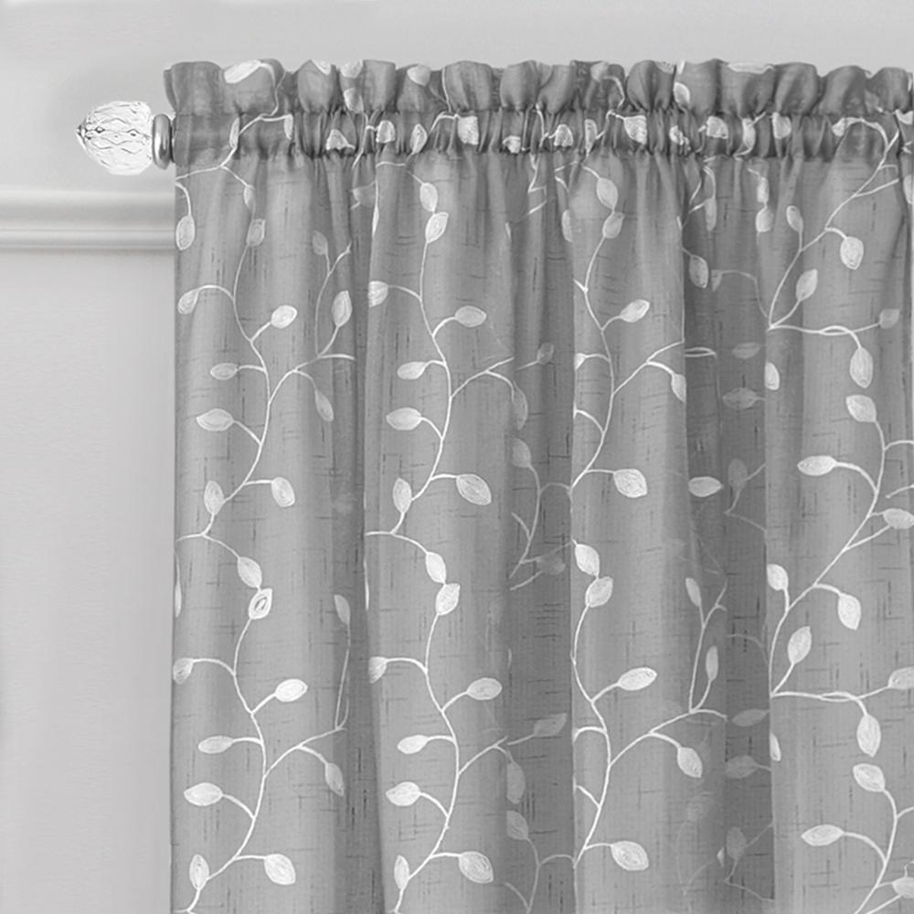 Achim Chloe Silver Polyester Rod Pocket Curtain 50 In W X 84 In