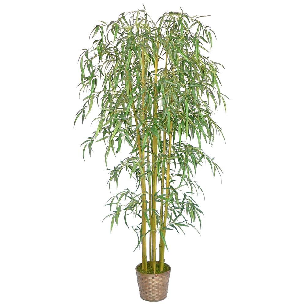 Laura Ashley 6 ft. Tall Realistic Silk Bamboo Tree with Wicker Basket PlanterVHA101715 The
