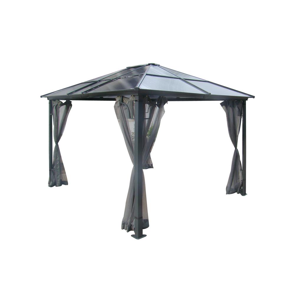 58 Best Pictures Backyard Gazebos Home Depot / Laurel Canyon 12 Ft X 10 Ft Aluminum Outdoor Patio Gazebo Hardtop With Polycarbonate Roof And Netting Hd Gazht1012 The Home Depot