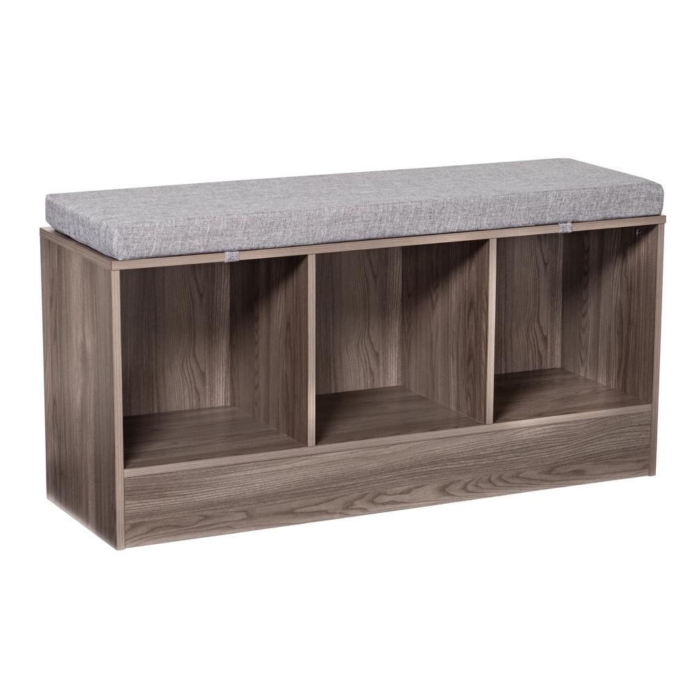 Honey-can-do Grey Melamine, Fabri Grey Storage Bench-shf-08701 - The 