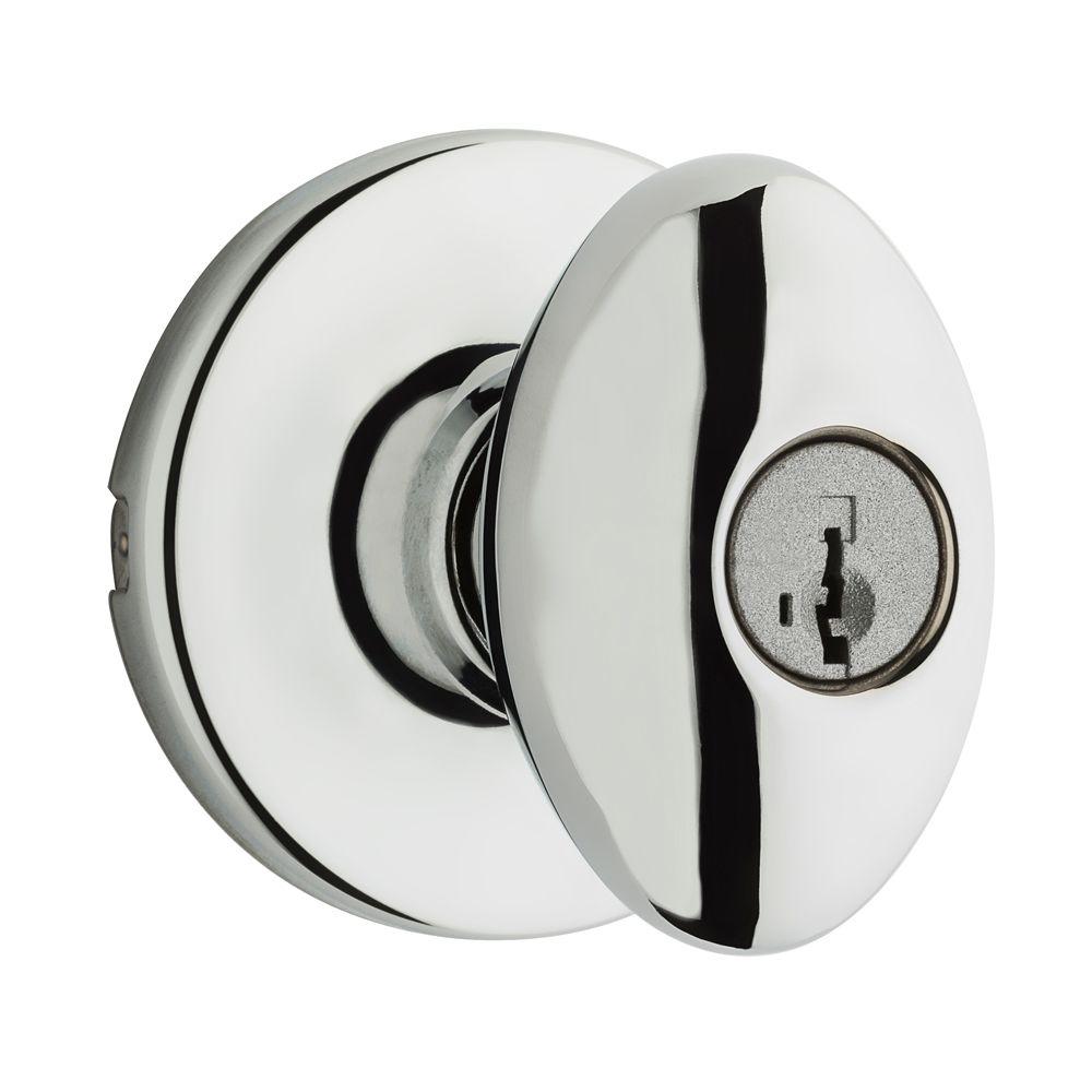 Kwikset Aliso Polished Chrome Keyed Entry Door Knob featuring SmartKey