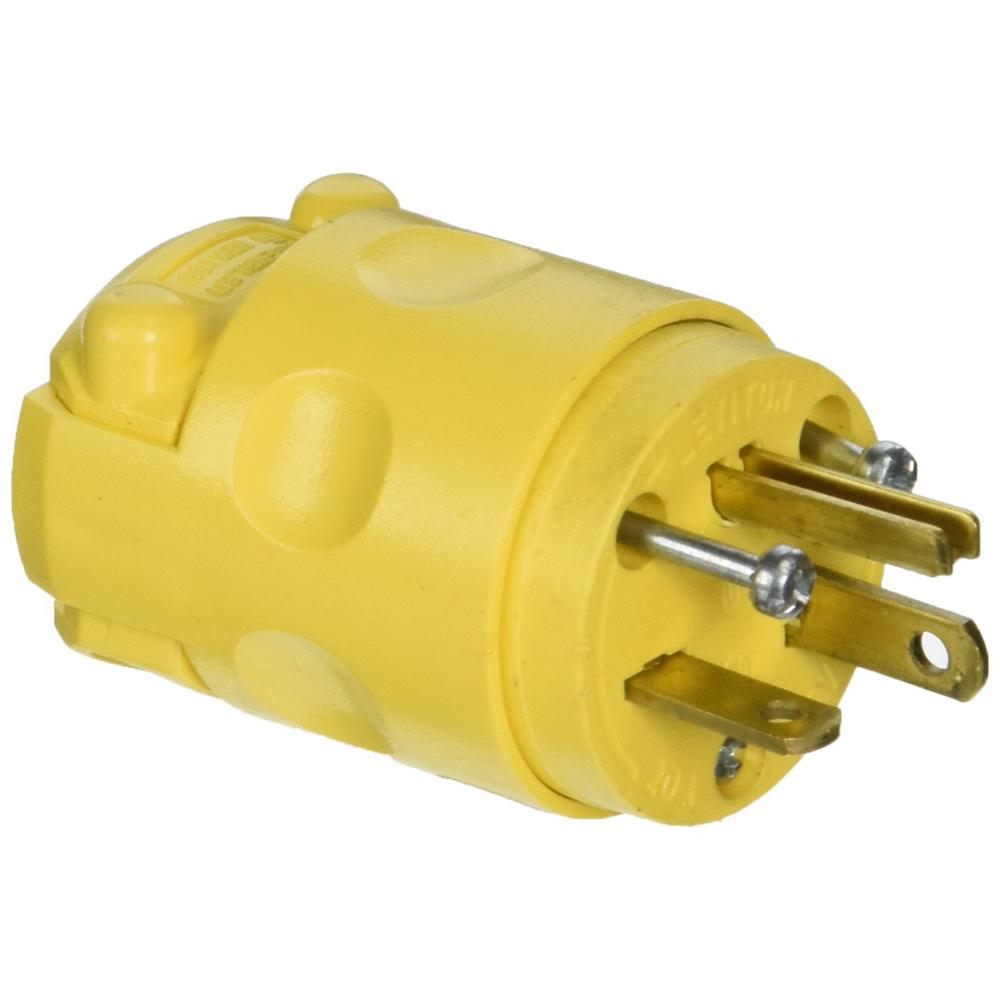 Leviton 20 Amp 125-Volt Grounding Plug, Yellow-520PV - The Home Depot