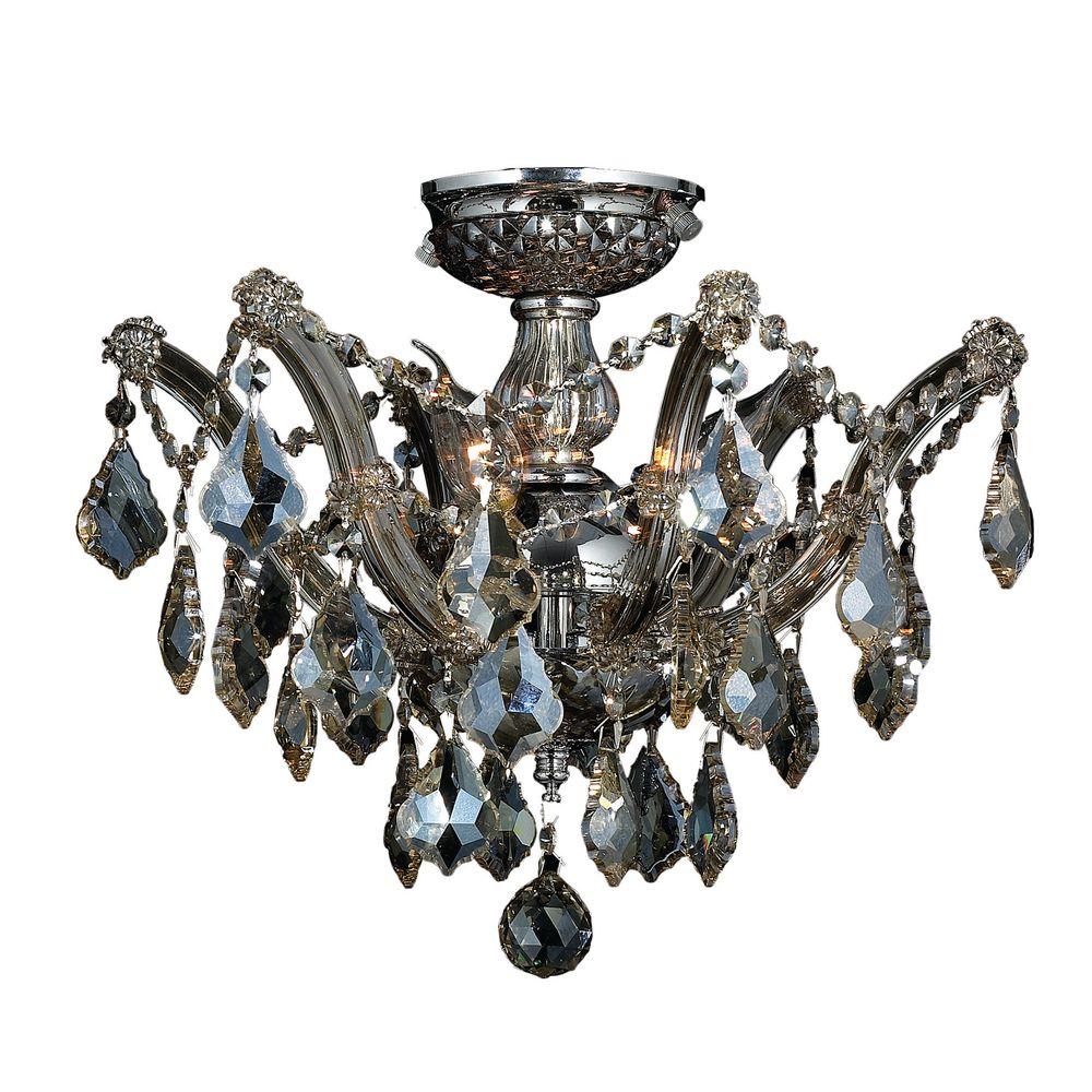 Worldwide Lighting Bayou 3 Light Chrome Semi Flush Mount With Worldwide Lighting Bayou 3 Light Chrome Semi Flush Mount With Golden Teak Crystal W33116c16 Gt The Home Depot