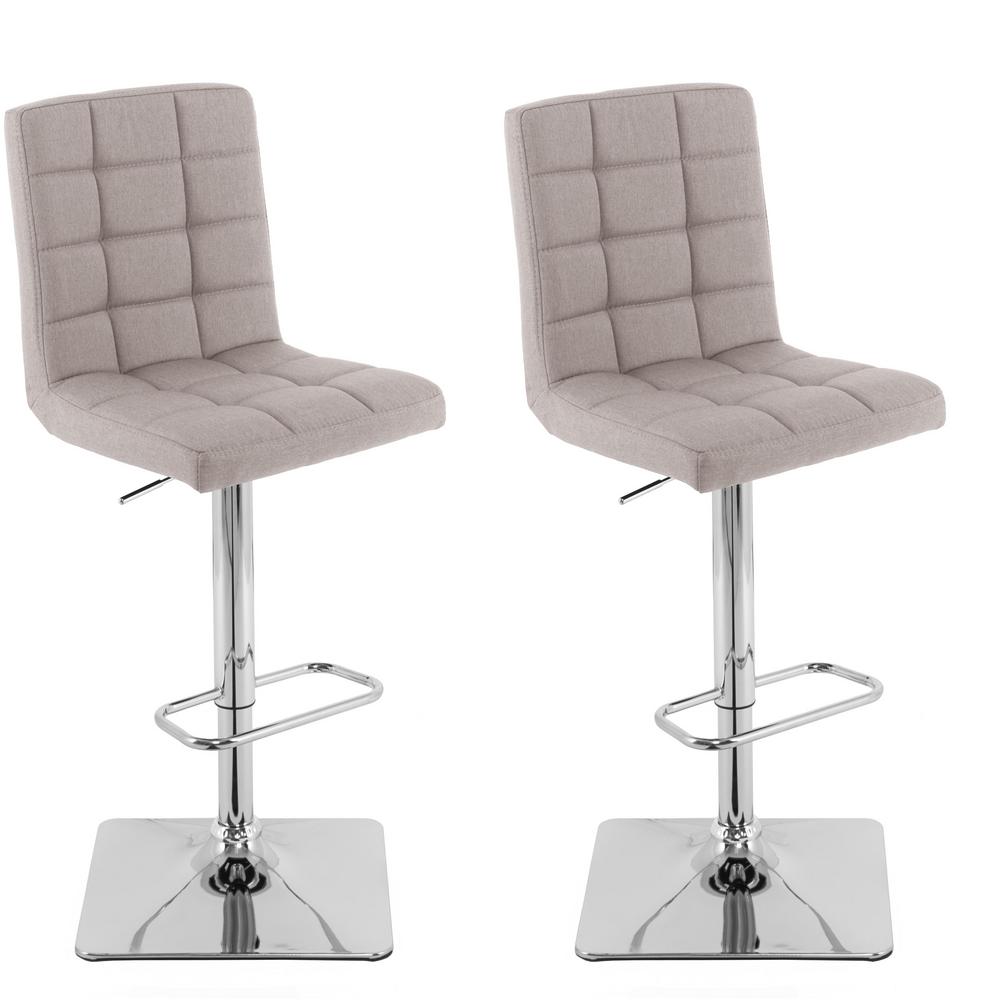 Le House Lopez 29 5 In Light Grey Fabric Bar Stool Set Of 2 Adjule Height Light Grey Square Tufted Fabric Bar Stool Set Of