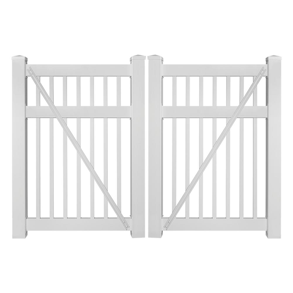 Weatherables 8 ft. W x 5 ft. H Neptune White Vinyl Pool Fence Double GateDWPO1.55X48 The
