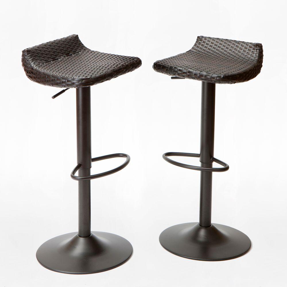 Rst Brands Woven Wicker Patio Bar Stool 2 Pack Ip Pebst3205 Deco The Home Depot