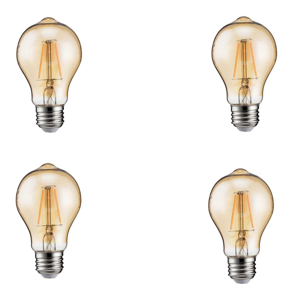 Philips 60 Watt Equivalent A19 Dimmable Indoor Outdoor Vintage Glass Edison Led Light Bulb Amber Warm White 2200k 4 Pack