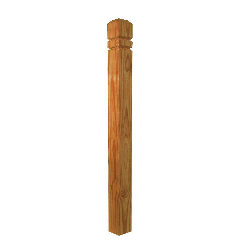 4 in. x 4 in. x 4-1/2 ft. Southern Pine Double V-Groove Cedar-Tone ...