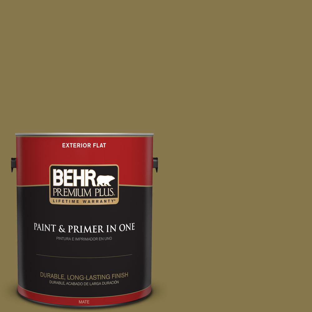 Behr Premium Plus 1 Gal M330 7 Green Tea Leaf Flat Exterior Paint M330 7 Green Tea Leaf Flat Exterior Paint