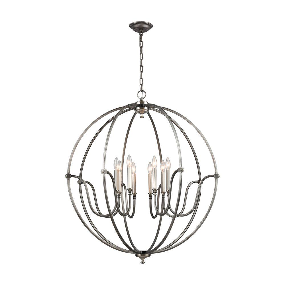 Titan Lighting Stanton 8 Light Weathered Zinc Chandelier With Titan Lighting Stanton 8 Light Weathered Zinc Chandelier With Brushed Nickel Accents