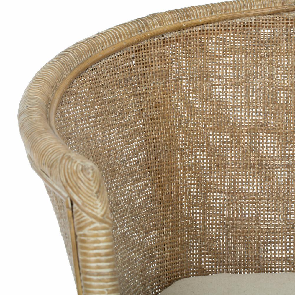 Safavieh ACH6502A Home Collection Alexana Rattan Grey White Wash Armchair Accent Chair