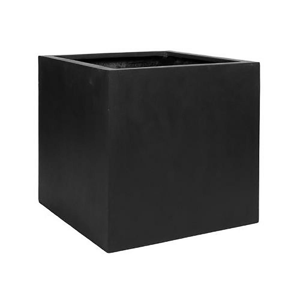 Vasesource 24 in. x 24 in. Matte Black Fiberstone Square Cube Planter ...